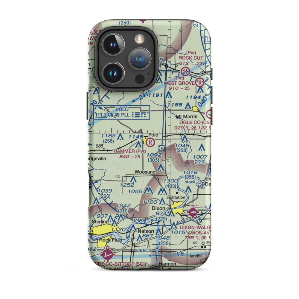 Hammer Airport (00IL) VFR Sectional  Tough iPhone Case iPhone 16 Pro Max model shown
