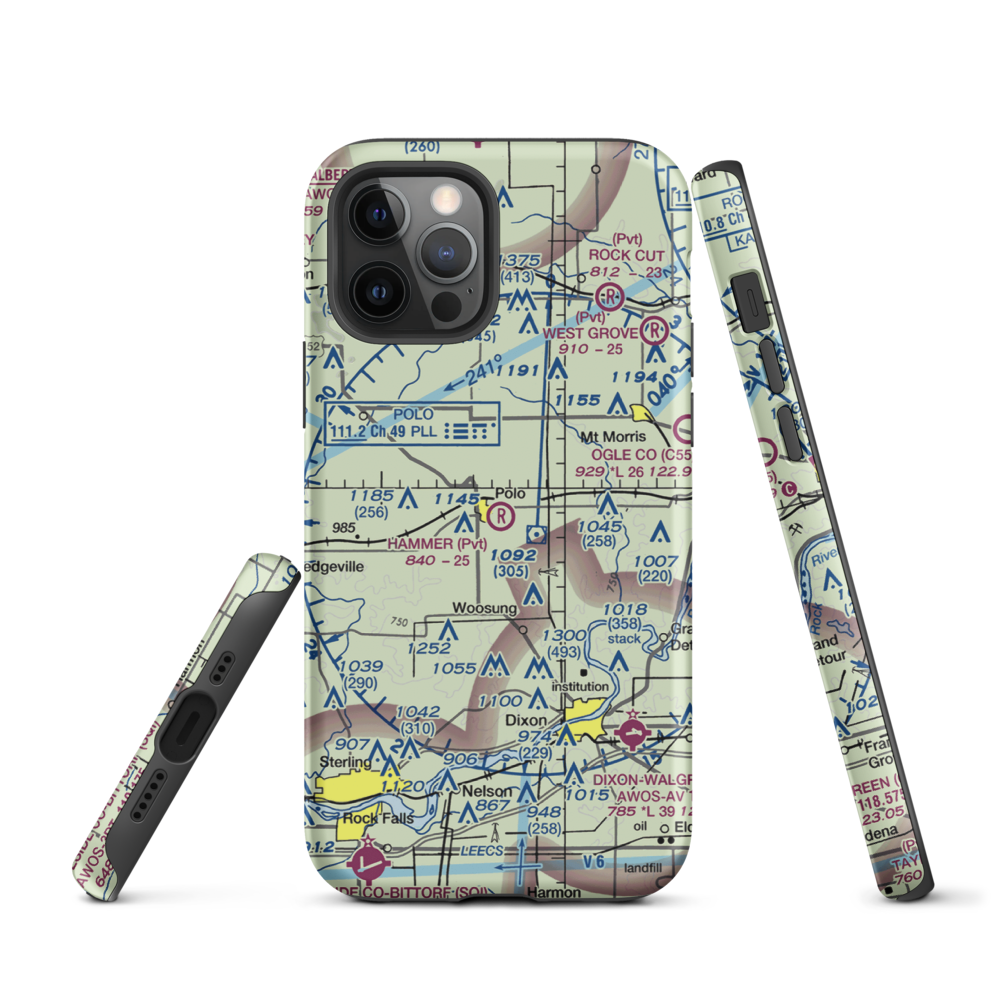 Hammer Airport (00IL) VFR Sectional  Tough iPhone Case iPhone 12 Pro model shown