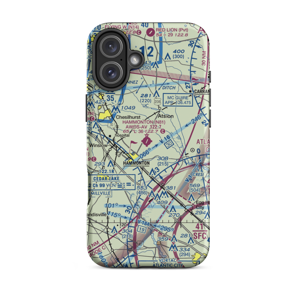 Hammonton Municipal Airport (N81) VFR Sectional  Tough iPhone Case iPhone 16 Plus model shown