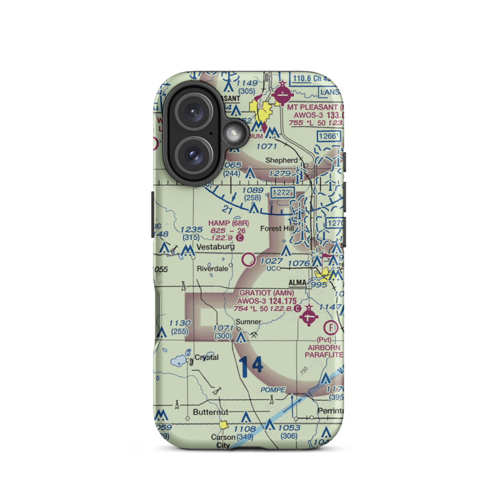 Hamp Airport (68R) VFR Sectional  Tough iPhone Case iPhone 16 model shown