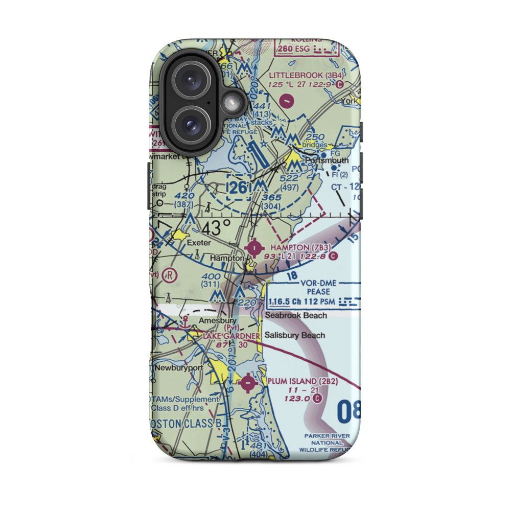 Hampton Airfield (7B3) VFR Sectional  Tough iPhone Case iPhone 16 Plus model shown