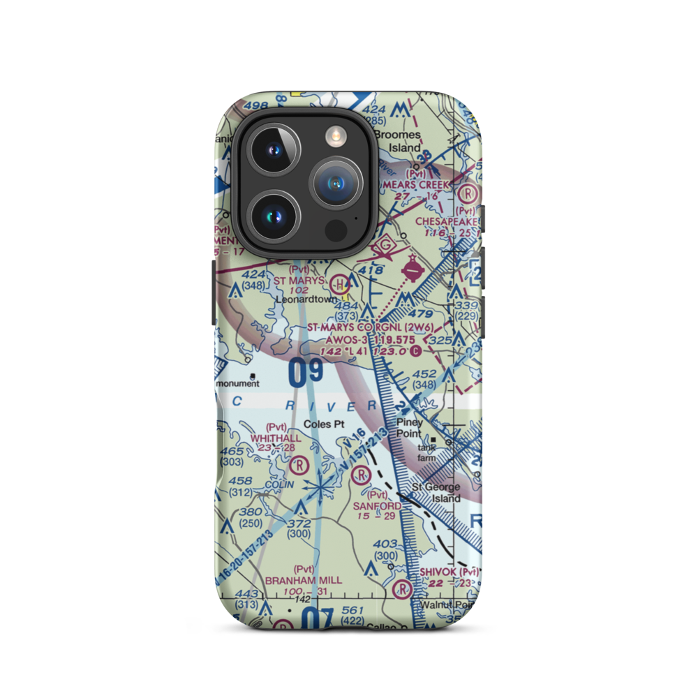 Hampton Airport (MD45) VFR Sectional  Tough iPhone Case iPhone 16 Pro model shown