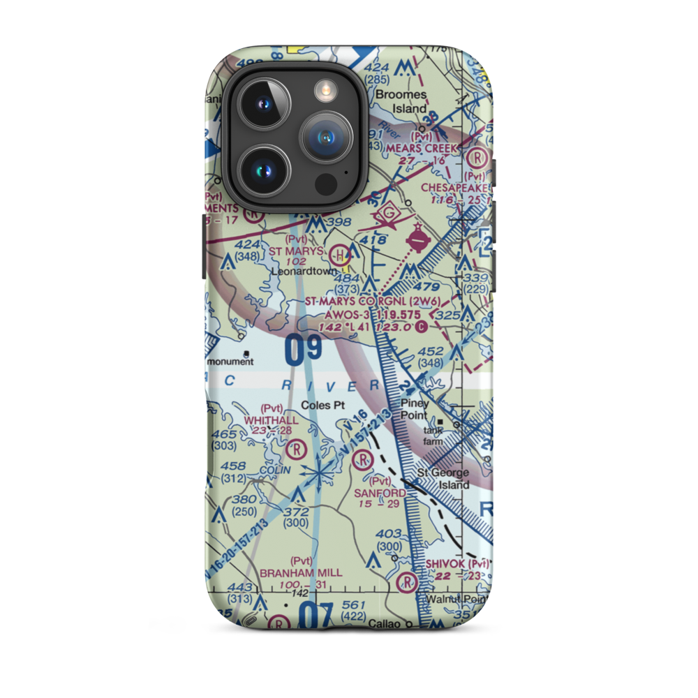 Hampton Airport (MD45) VFR Sectional  Tough iPhone Case iPhone 16 Pro Max model shown