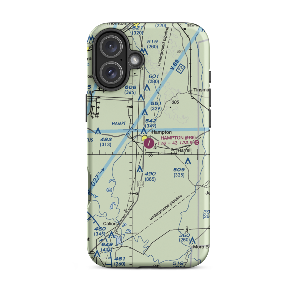 Hampton Municipal Airport (0R6) VFR Sectional  Tough iPhone Case iPhone 16 Plus model shown