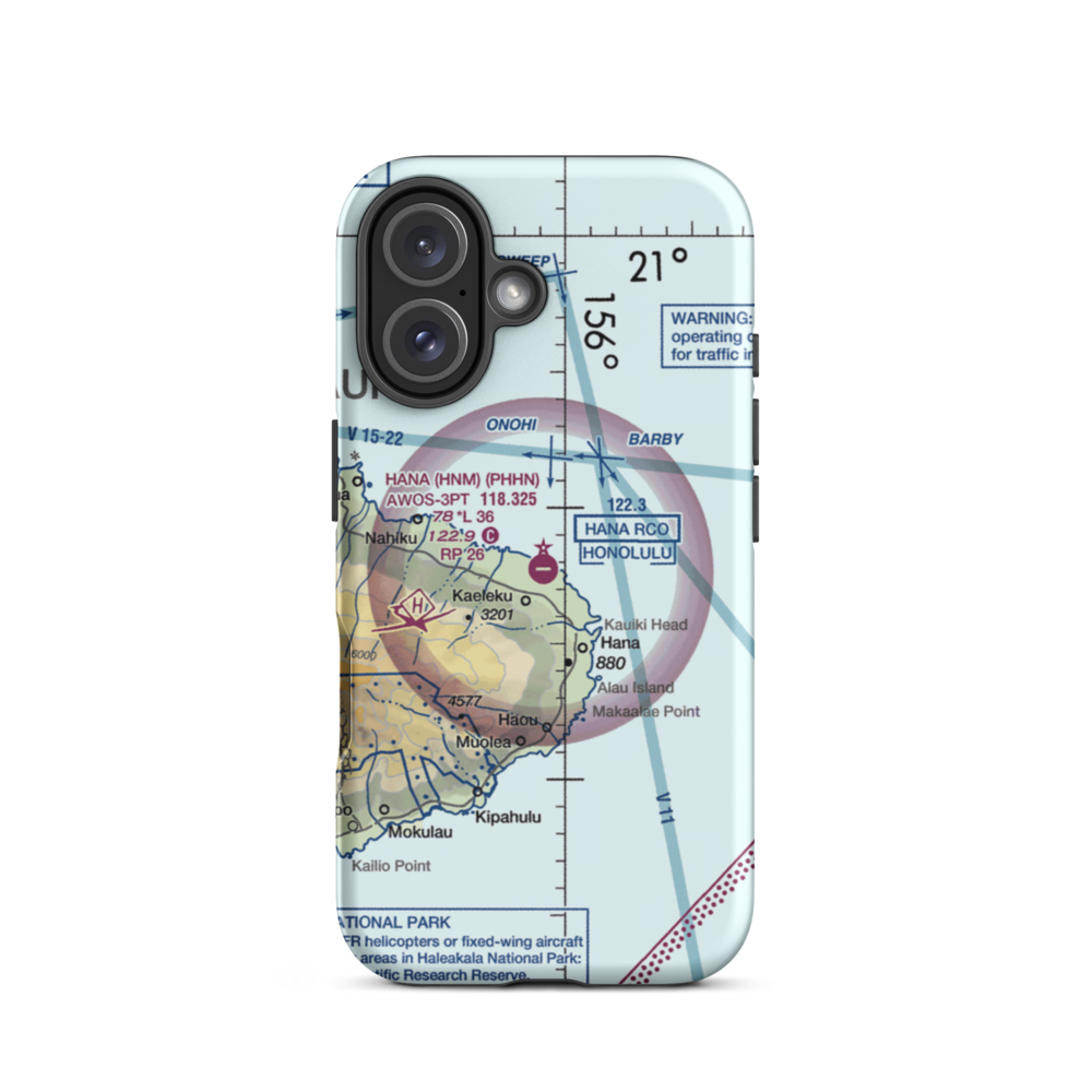 Hana Airport (HNM) VFR Sectional  Tough iPhone Case iPhone 16 model shown