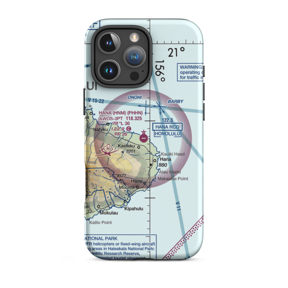 Hana Airport (HNM) VFR Sectional  Tough iPhone Case iPhone 16 Pro Max model shown