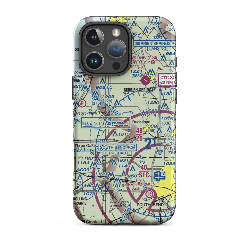 Hancock Airport (6MI6) VFR Sectional  Tough iPhone Case iPhone 16 Pro Max model shown
