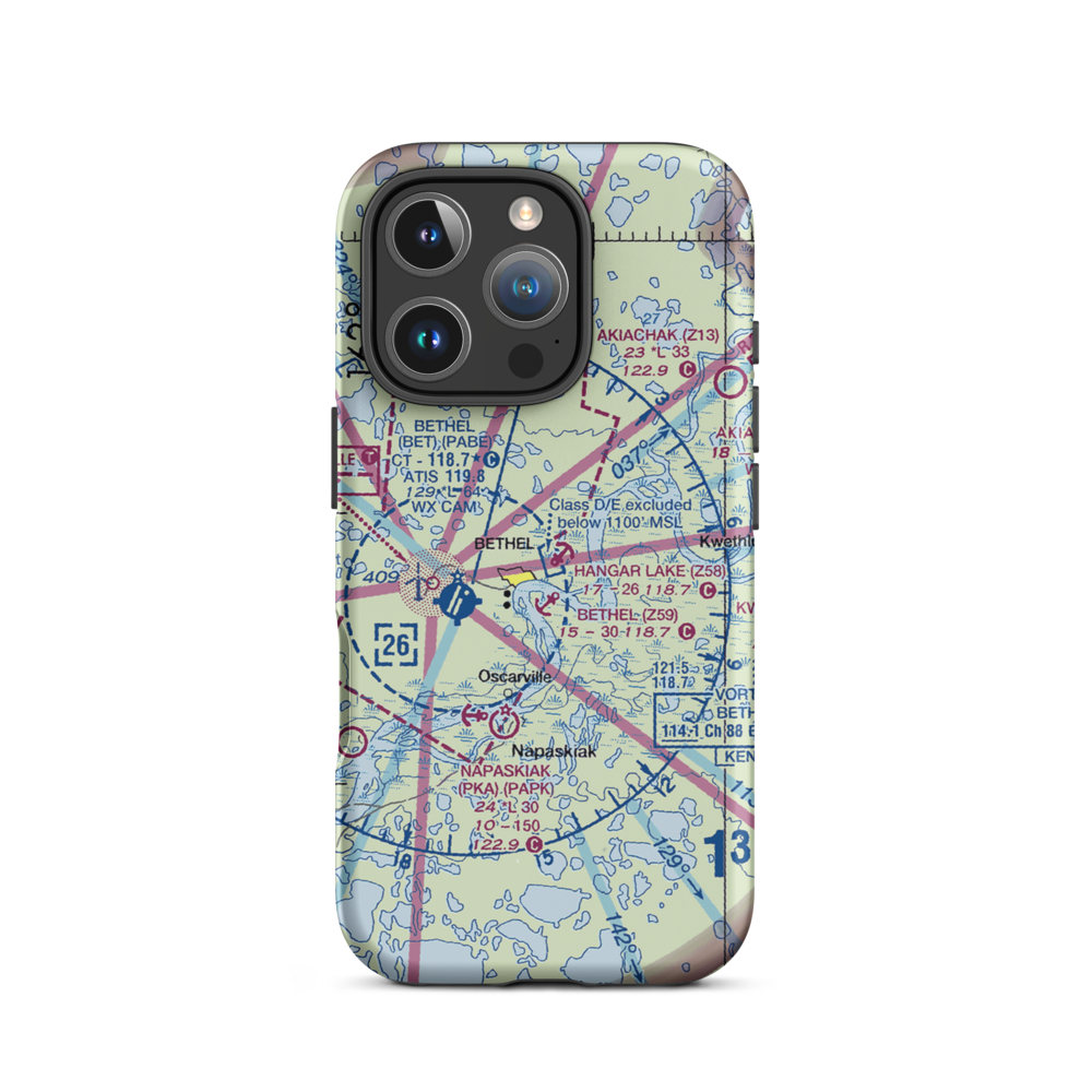 Hangar Lake Seaplane Base (Z58) VFR Sectional  Tough iPhone Case iPhone 16 Pro model shown