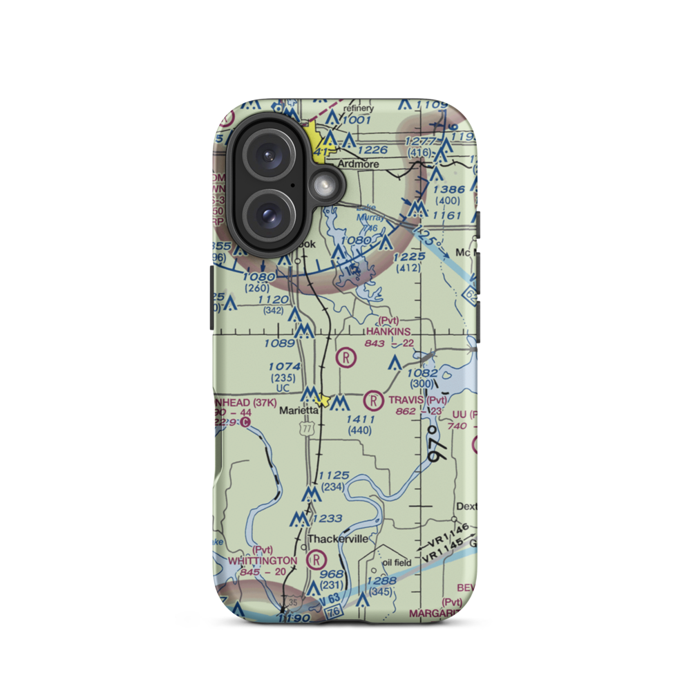 Hankins Airport (1OK9) VFR Sectional  Tough iPhone Case iPhone 16 model shown