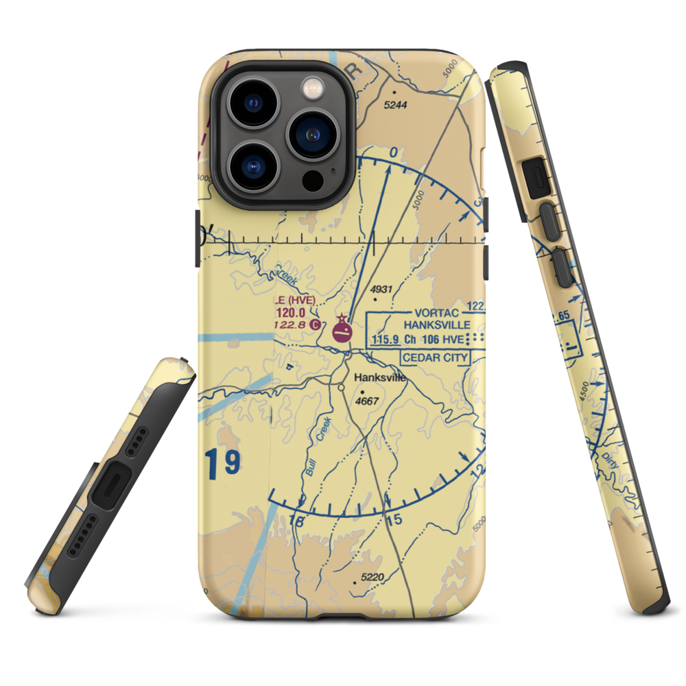 Hanksville Airport (HVE) VFR Sectional  Tough iPhone Case iPhone 13 Pro Max model shown