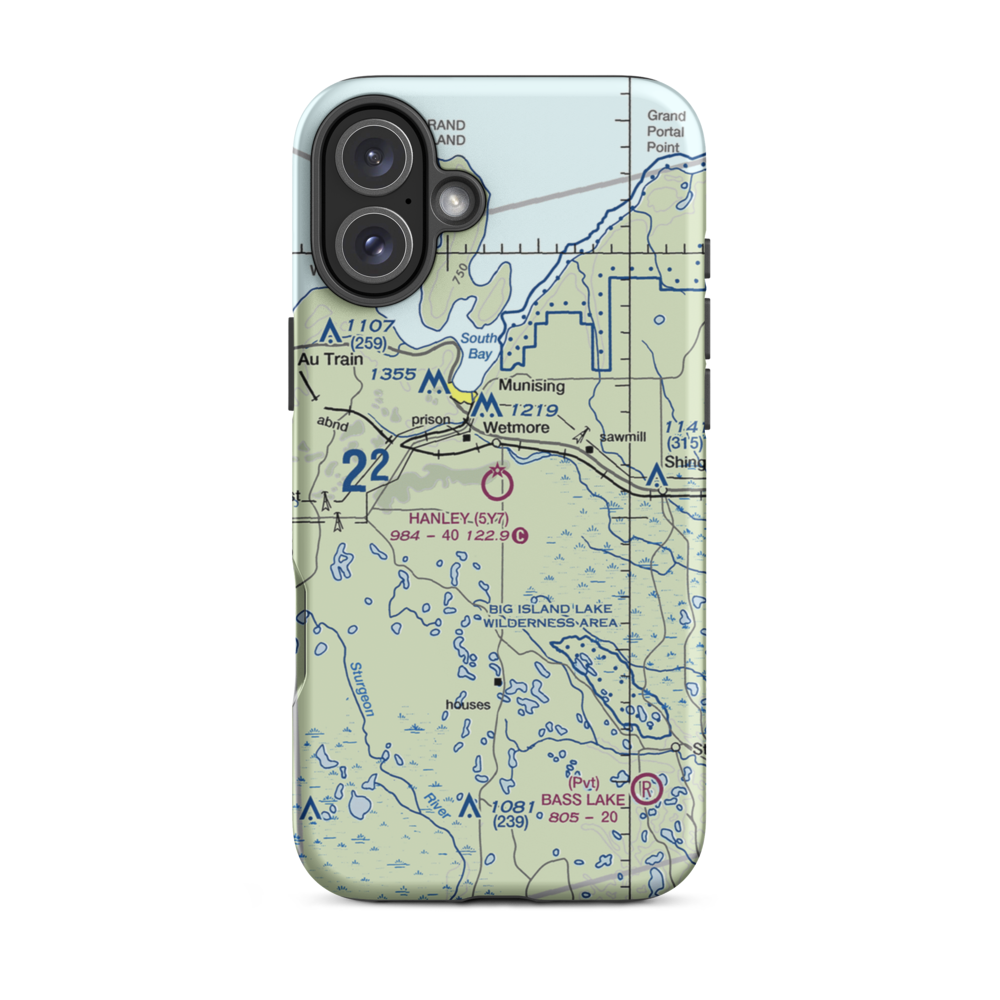 Hanley Field (5Y7) VFR Sectional  Tough iPhone Case iPhone 16 Plus model shown