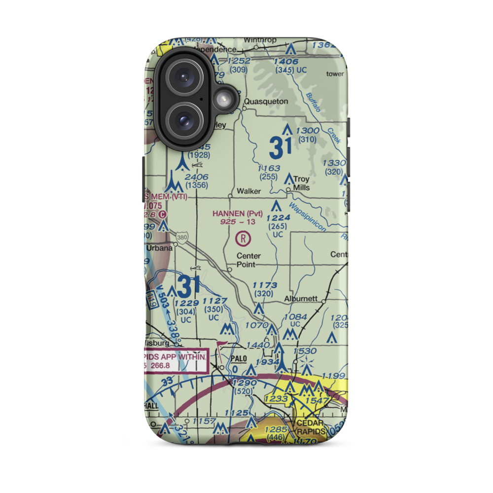 Hannen Airport (0IA8) VFR Sectional  Tough iPhone Case iPhone 16 Plus model shown
