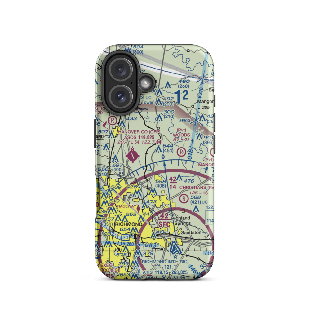 Hanover Air Park (VA77) VFR Sectional  Tough iPhone Case iPhone 16 model shown