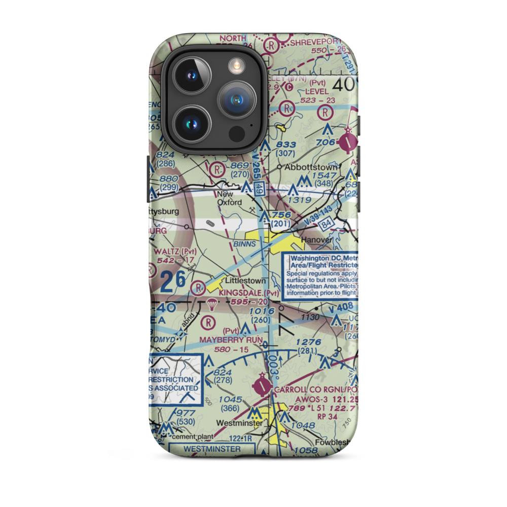 Hanover Airport (6W6) VFR Sectional  Tough iPhone Case iPhone 16 Pro Max model shown