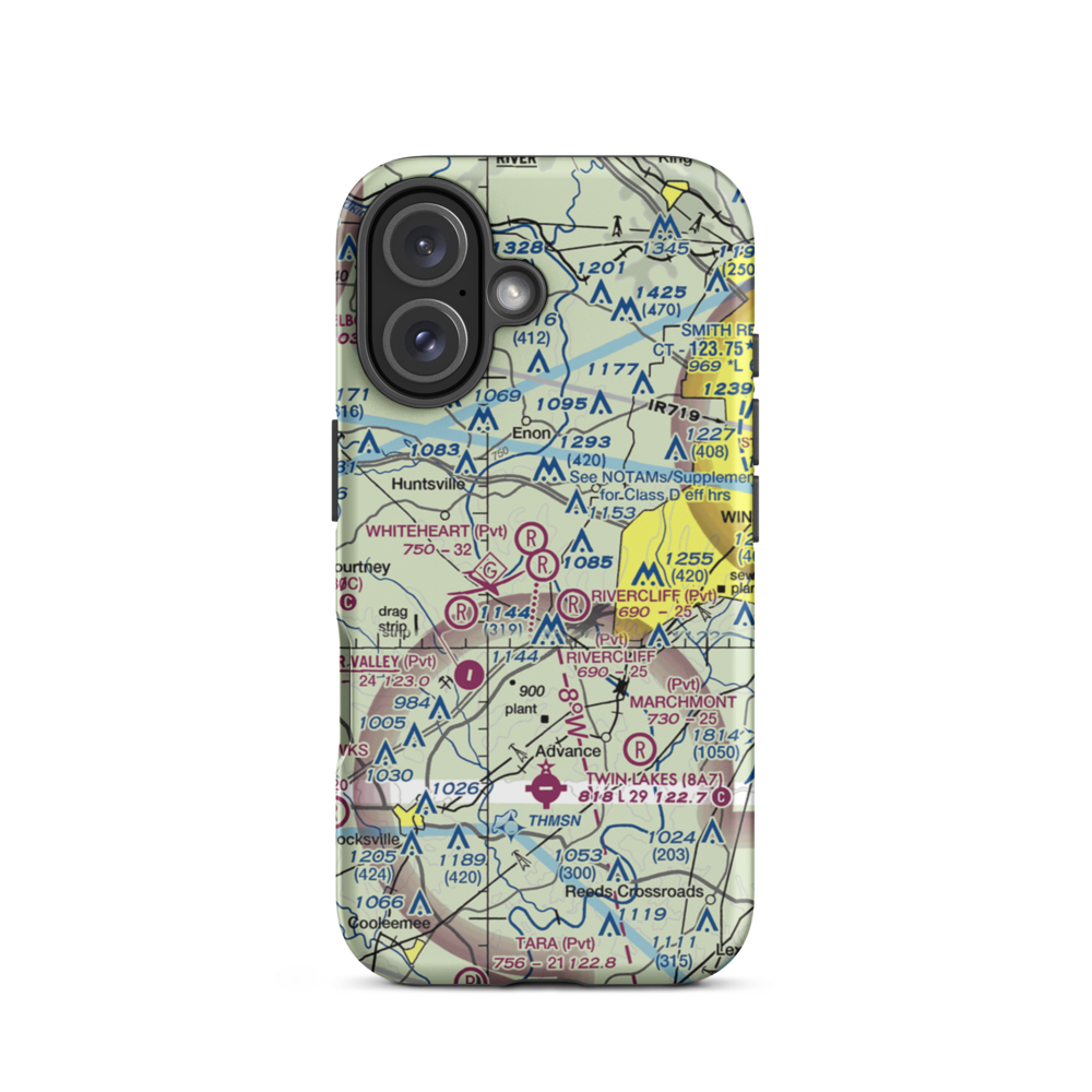 Happy Bottom Airport (30NC) VFR Sectional  Tough iPhone Case iPhone 16 model shown