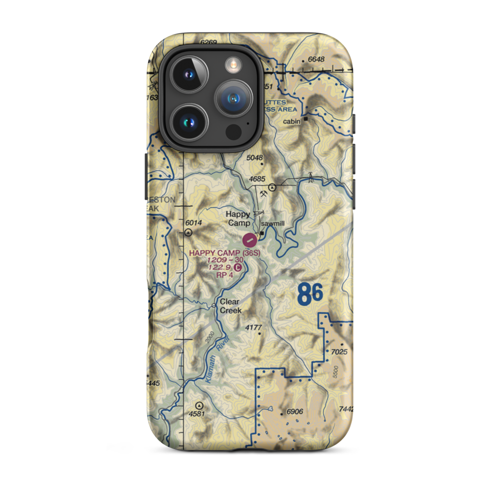 Happy Camp Airport (36S) VFR Sectional  Tough iPhone Case iPhone 16 Pro Max model shown