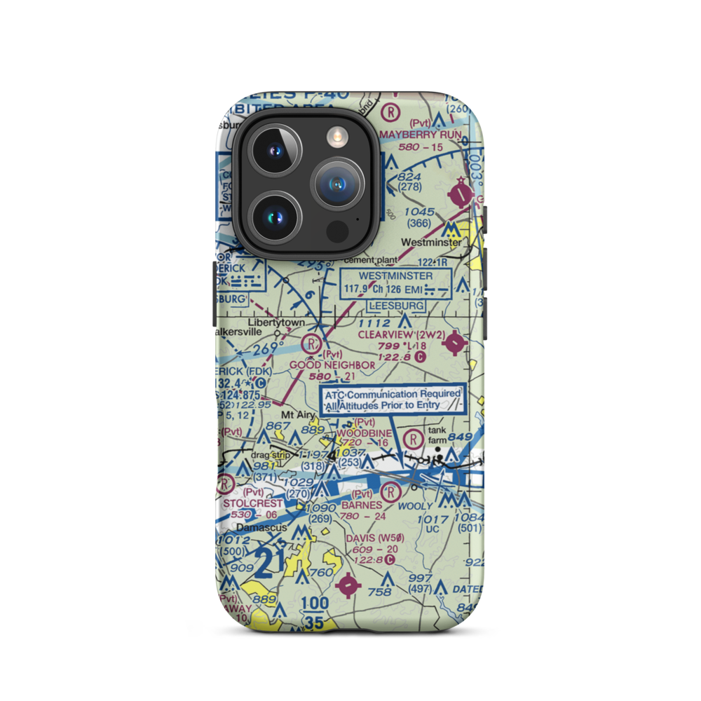 Happy Landings Farm Airport (MD73) VFR Sectional  Tough iPhone Case iPhone 16 Pro model shown