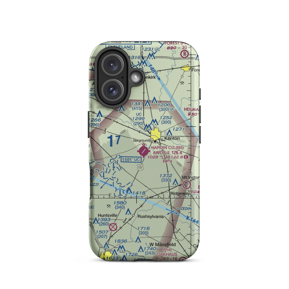 Hardin County Airport (I95) VFR Sectional  Tough iPhone Case iPhone 16 model shown