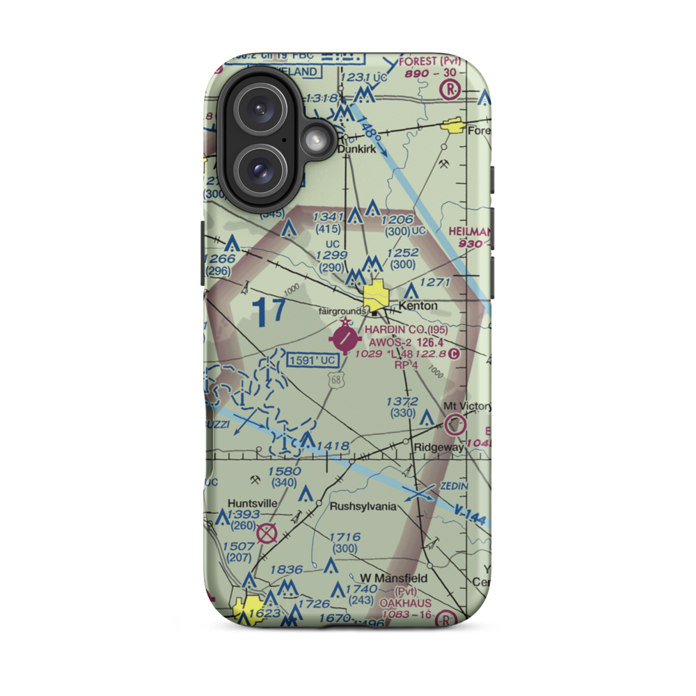 Hardin County Airport (I95) VFR Sectional  Tough iPhone Case iPhone 16 Plus model shown