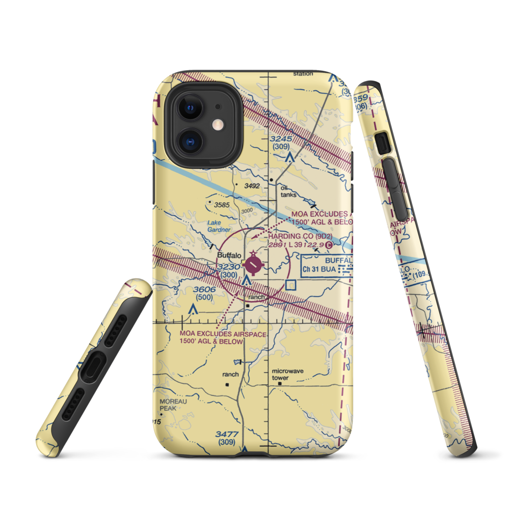 Harding County Airport (9D2) VFR Sectional  Tough iPhone Case iPhone 11 model shown