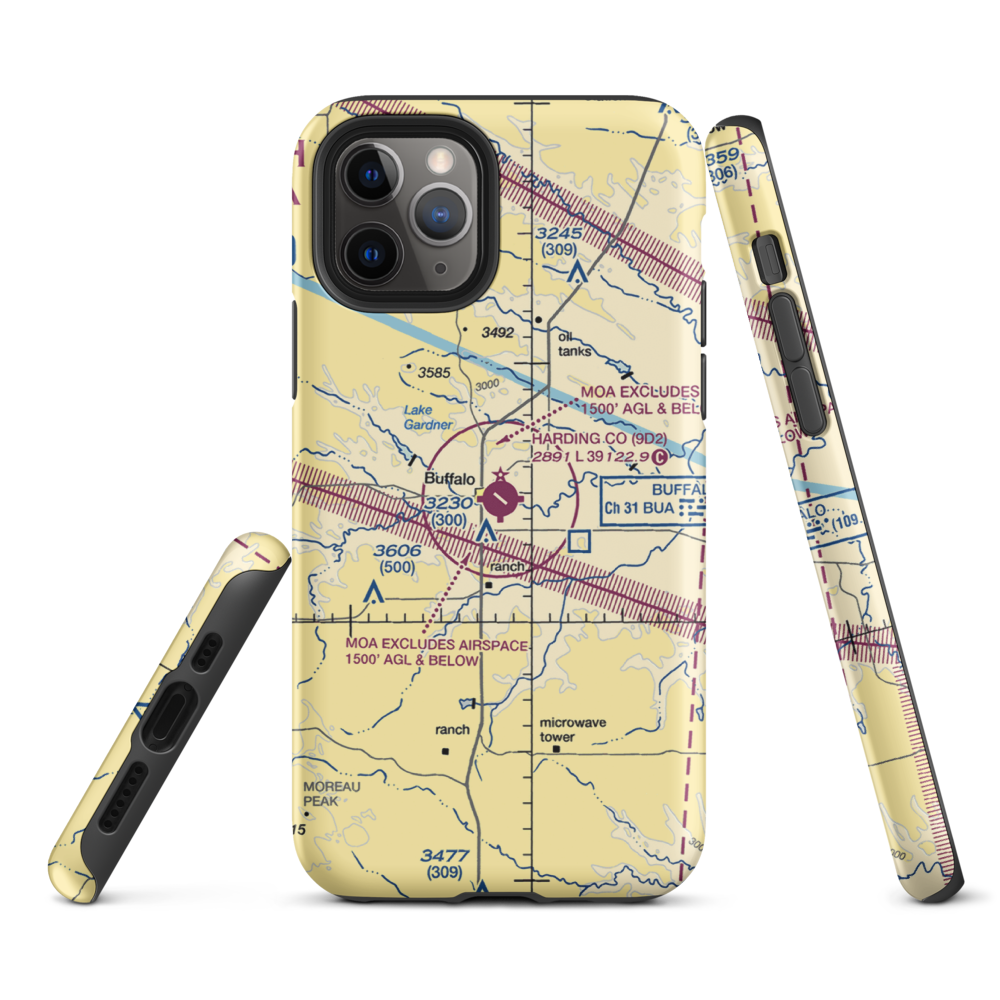 Harding County Airport (9D2) VFR Sectional  Tough iPhone Case iPhone 11 Pro model shown
