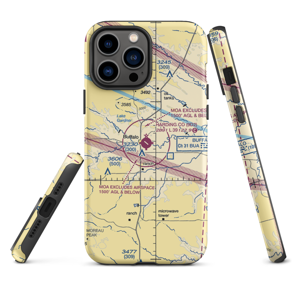 Harding County Airport (9D2) VFR Sectional  Tough iPhone Case iPhone 13 Pro Max model shown