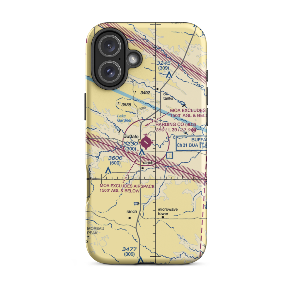 Harding County Airport (9D2) VFR Sectional  Tough iPhone Case iPhone 16 Plus model shown