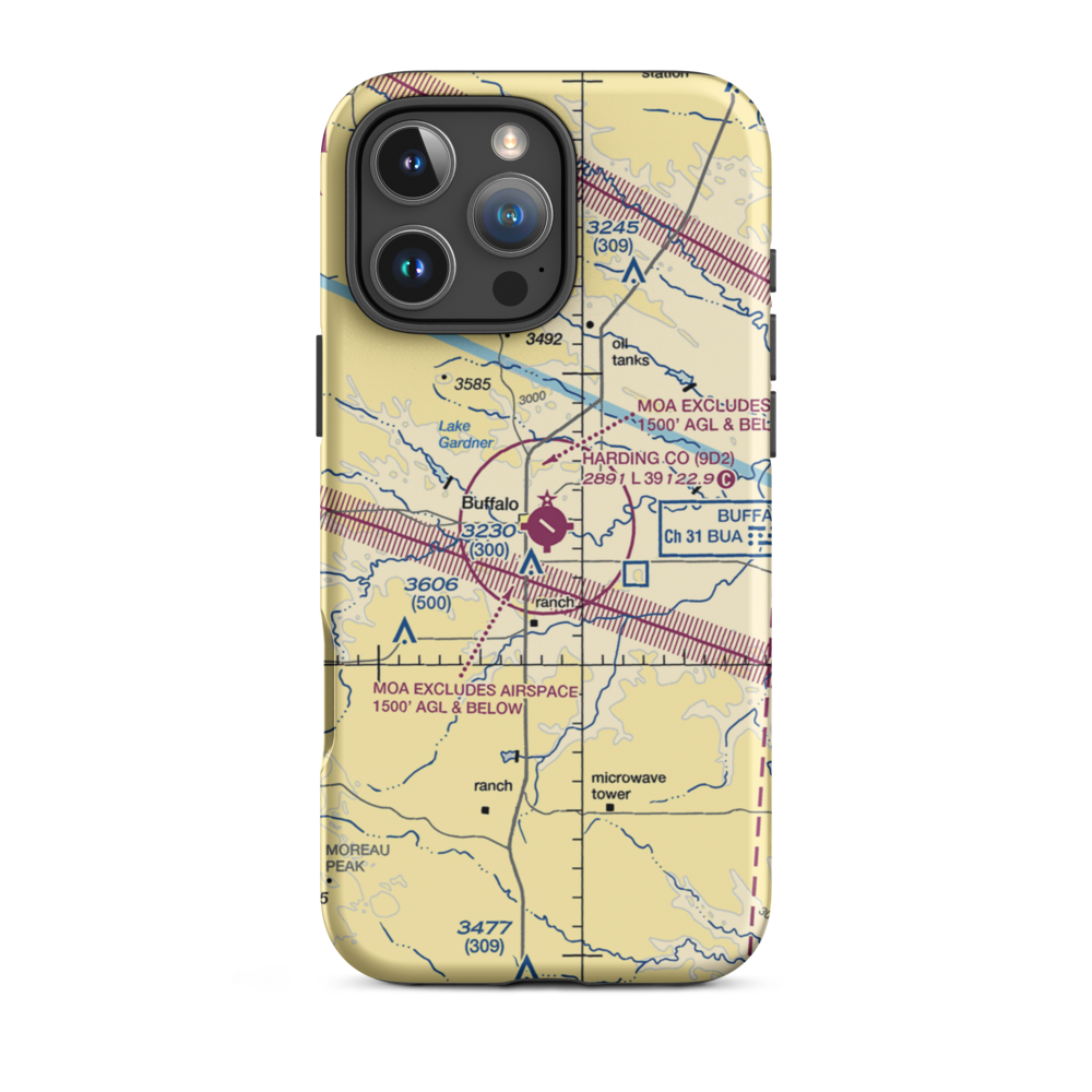 Harding County Airport (9D2) VFR Sectional  Tough iPhone Case iPhone 16 Pro Max model shown