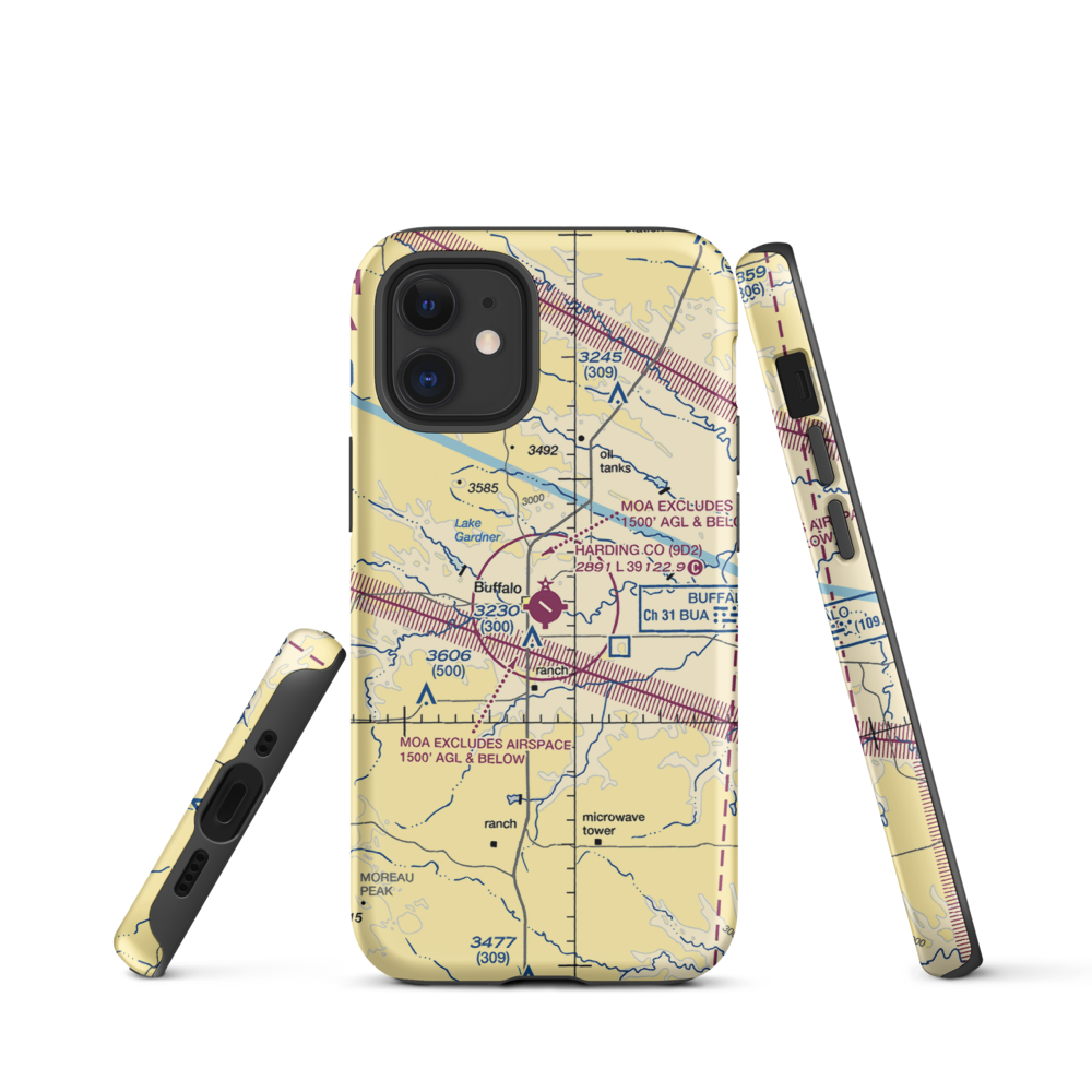 Harding County Airport (9D2) VFR Sectional  Tough iPhone Case iPhone 12 mini model shown