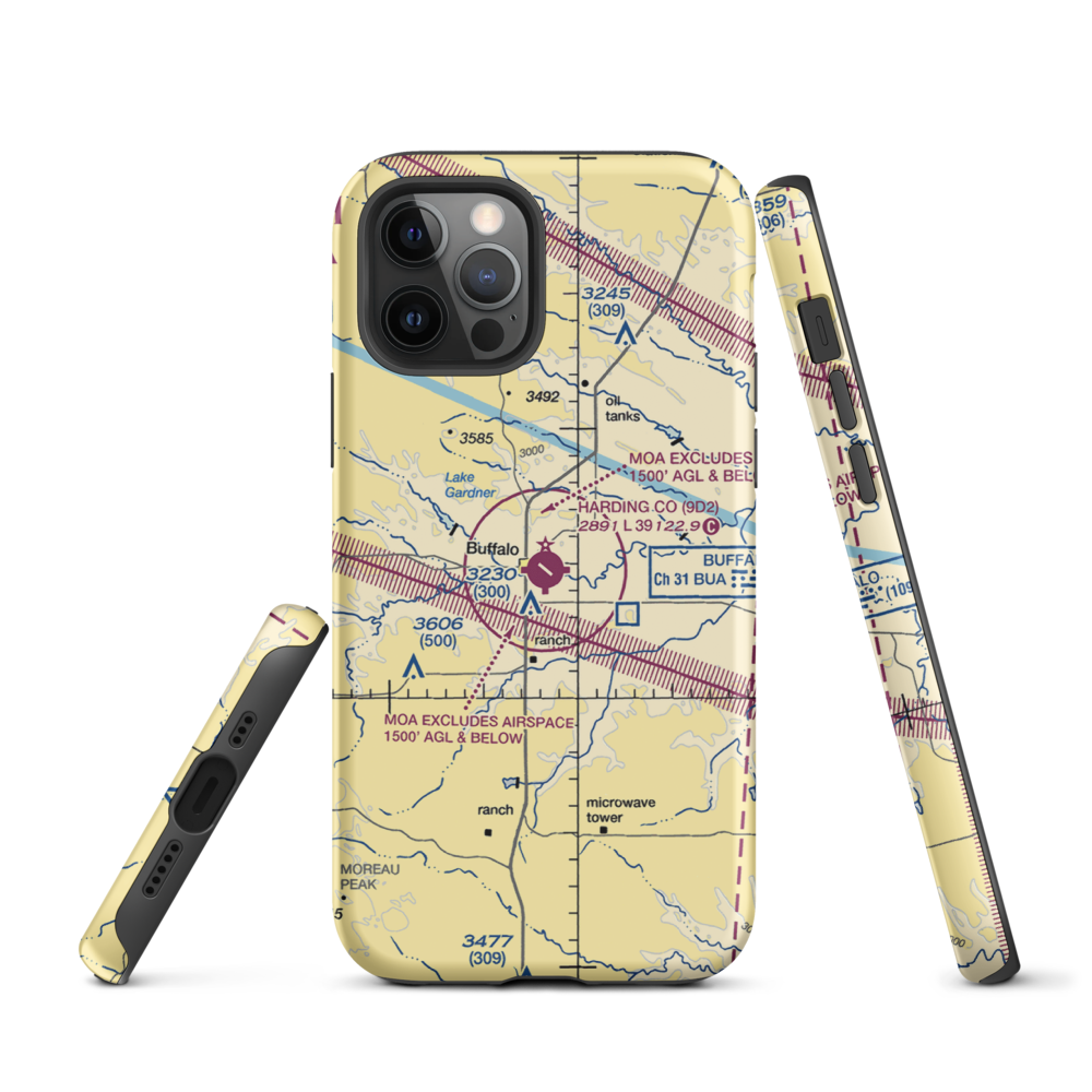 Harding County Airport (9D2) VFR Sectional  Tough iPhone Case iPhone 12 Pro model shown