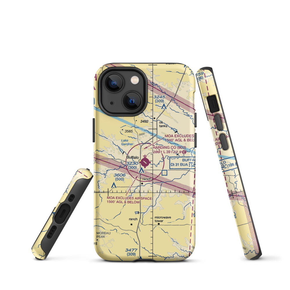 Harding County Airport (9D2) VFR Sectional  Tough iPhone Case iPhone 13 mini model shown