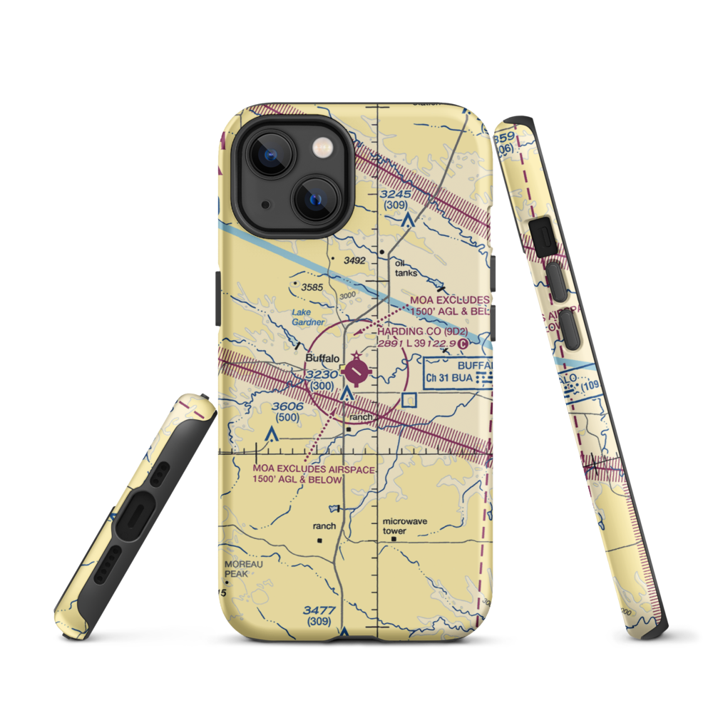 Harding County Airport (9D2) VFR Sectional  Tough iPhone Case iPhone 13 model shown