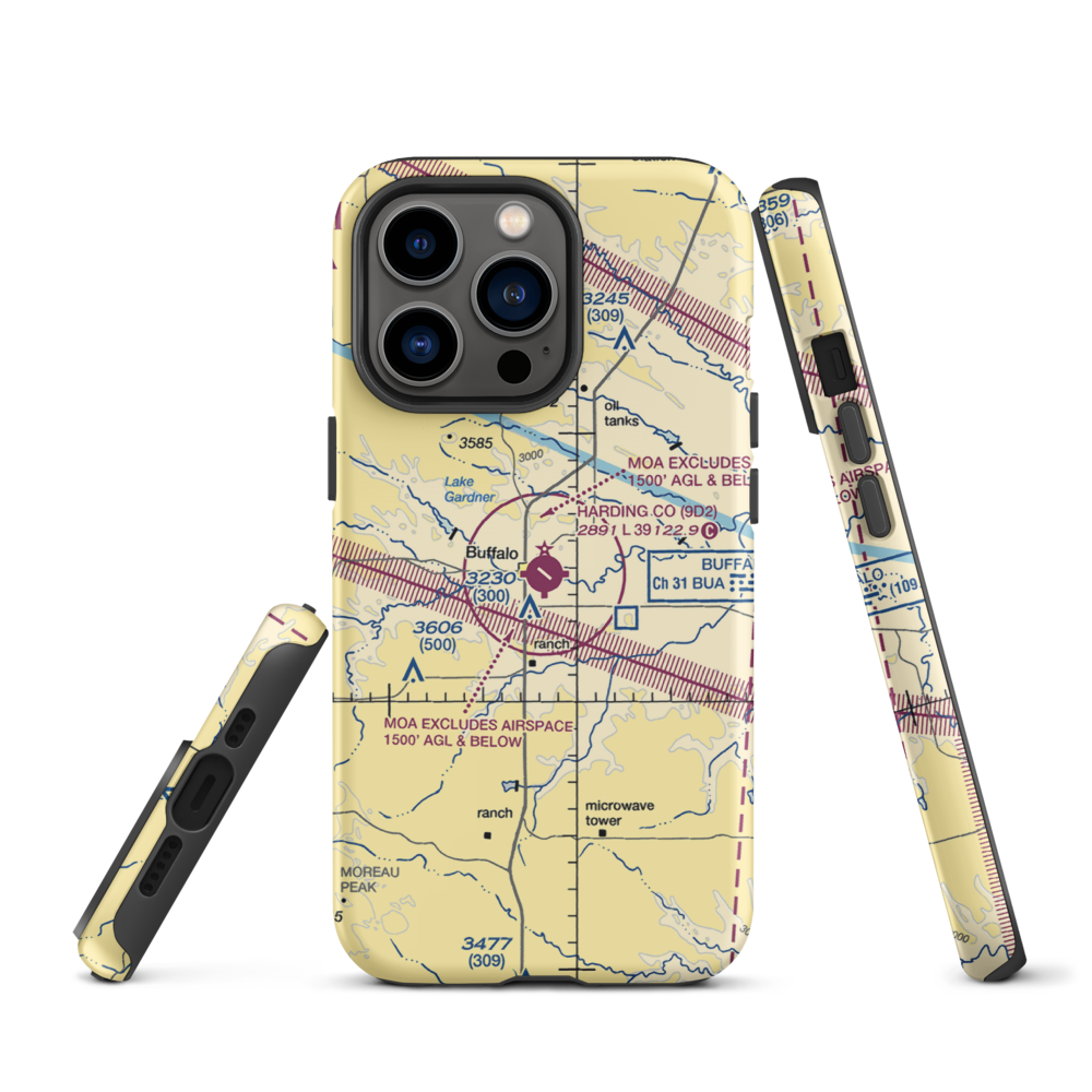 Harding County Airport (9D2) VFR Sectional  Tough iPhone Case iPhone 13 Pro model shown