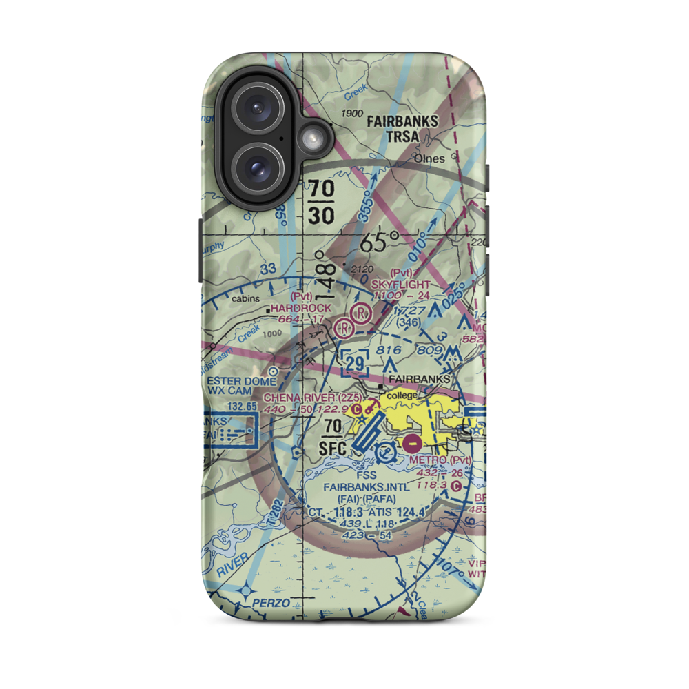 Hardrock Field (32AK) VFR Sectional  Tough iPhone Case iPhone 16 Plus model shown