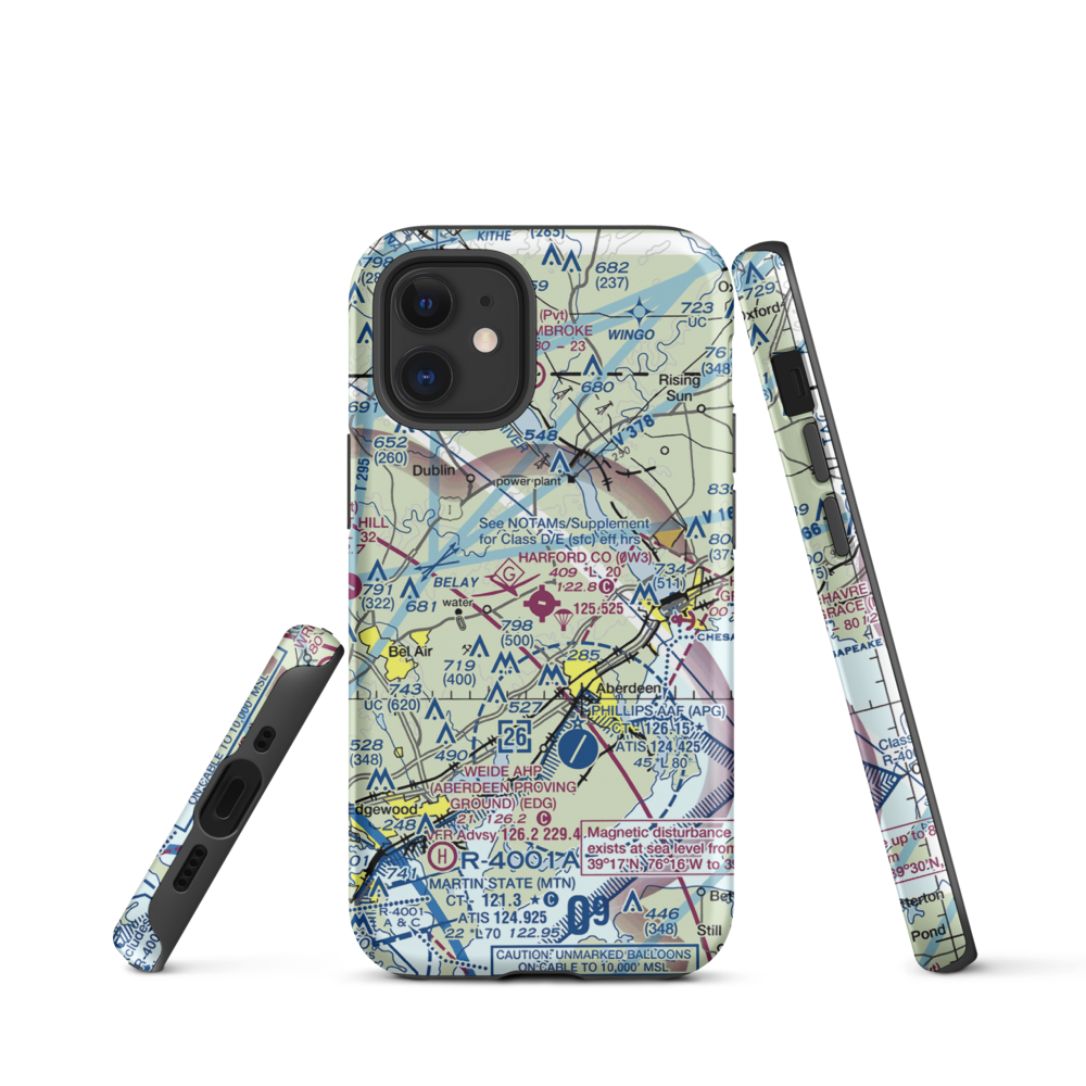 Harford County Airport (0W3) VFR Sectional  Tough iPhone Case iPhone 12 mini model shown