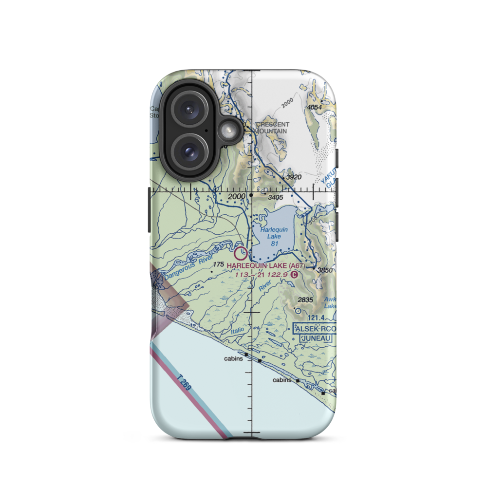 Harlequin Lake Airport (A67) VFR Sectional  Tough iPhone Case iPhone 16 model shown