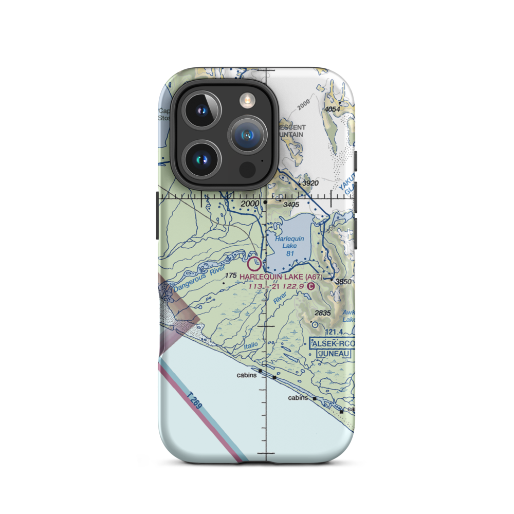 Harlequin Lake Airport (A67) VFR Sectional  Tough iPhone Case iPhone 16 Pro model shown