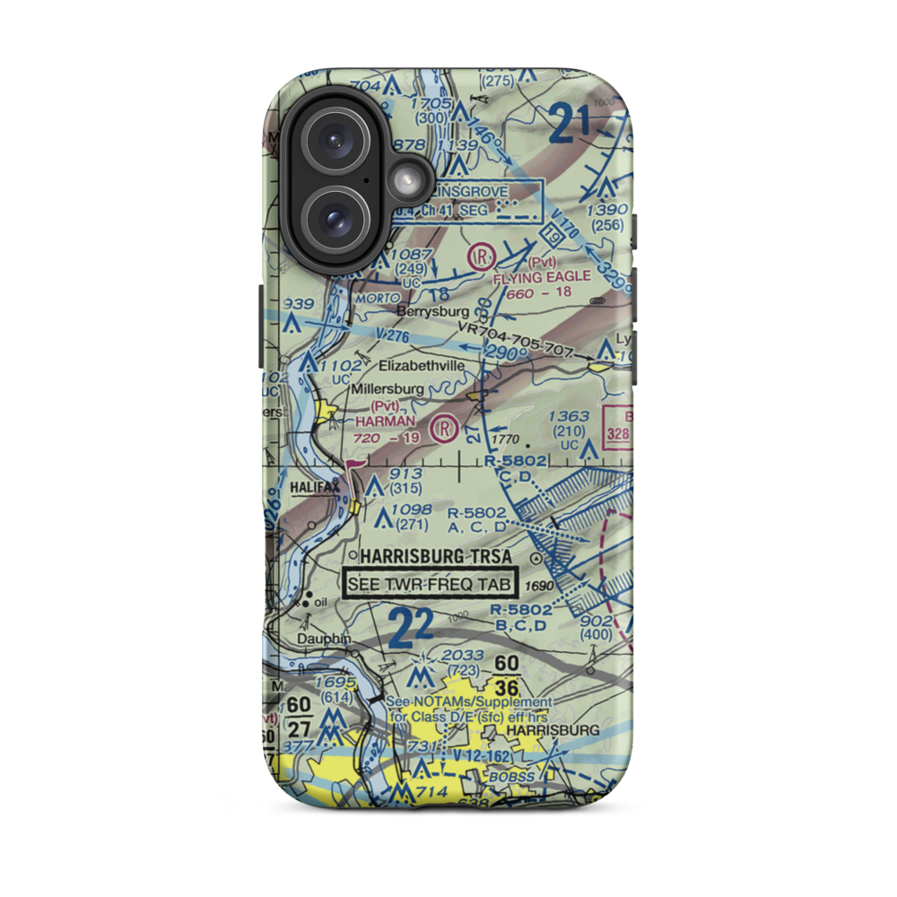 Harman Airport (0PS7) VFR Sectional  Tough iPhone Case iPhone 16 Plus model shown