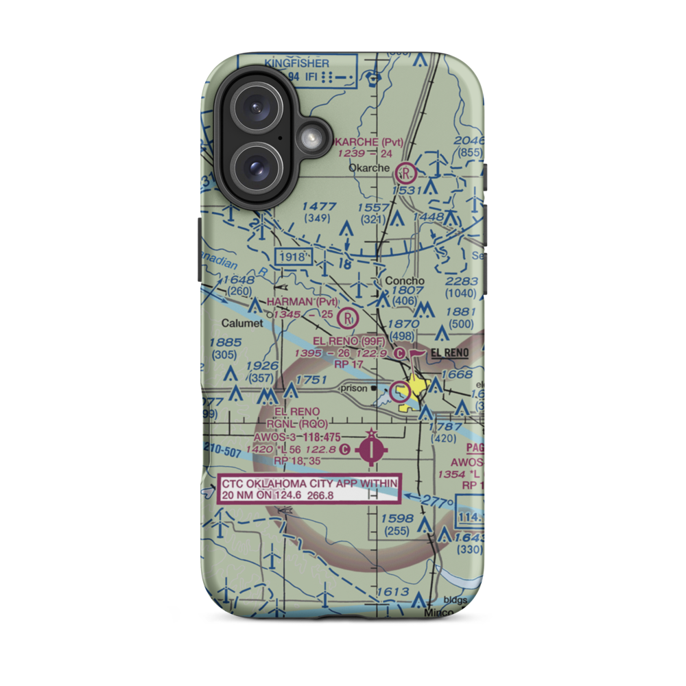 Harman Airport (47OK) VFR Sectional  Tough iPhone Case iPhone 16 Plus model shown