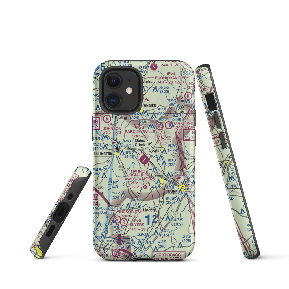 Harnett Regional Jetport Airport (HRJ) VFR Sectional  Tough iPhone Case iPhone 12 mini model shown