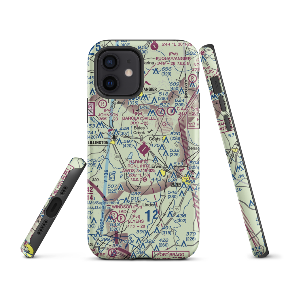 Harnett Regional Jetport Airport (HRJ) VFR Sectional  Tough iPhone Case iPhone 12 model shown