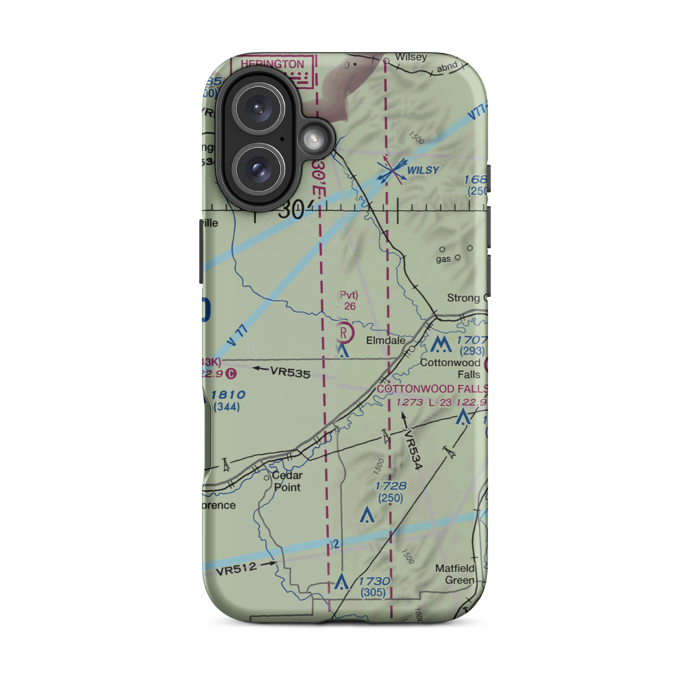 Harold K. Wells Airport (SN37) VFR Sectional  Tough iPhone Case iPhone 16 Plus model shown