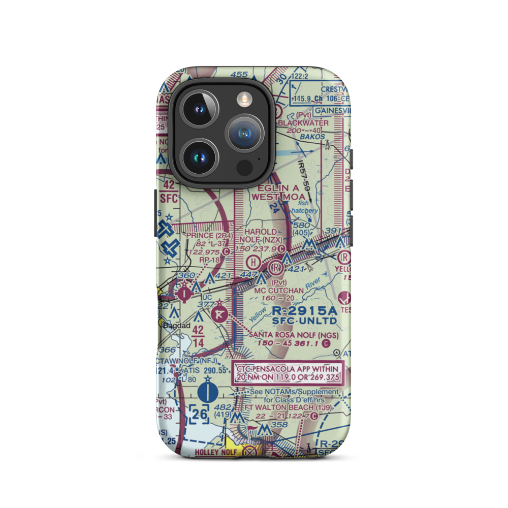 Harold Nolf Heliport (NZX) VFR Sectional  Tough iPhone Case iPhone 16 Pro model shown