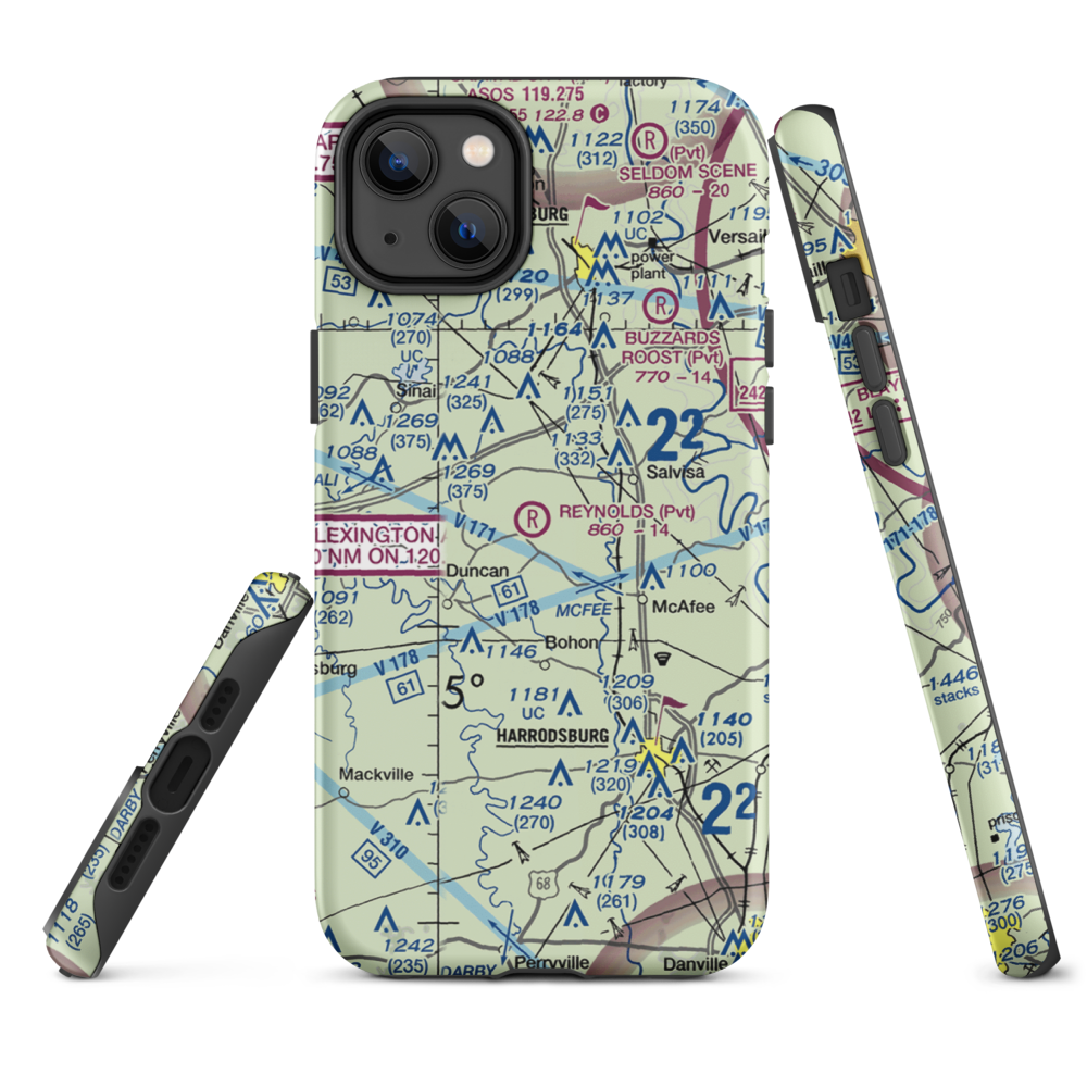 Harold Reynolds Airport (5KY8) VFR Sectional  Tough iPhone Case iPhone 14 Plus model shown