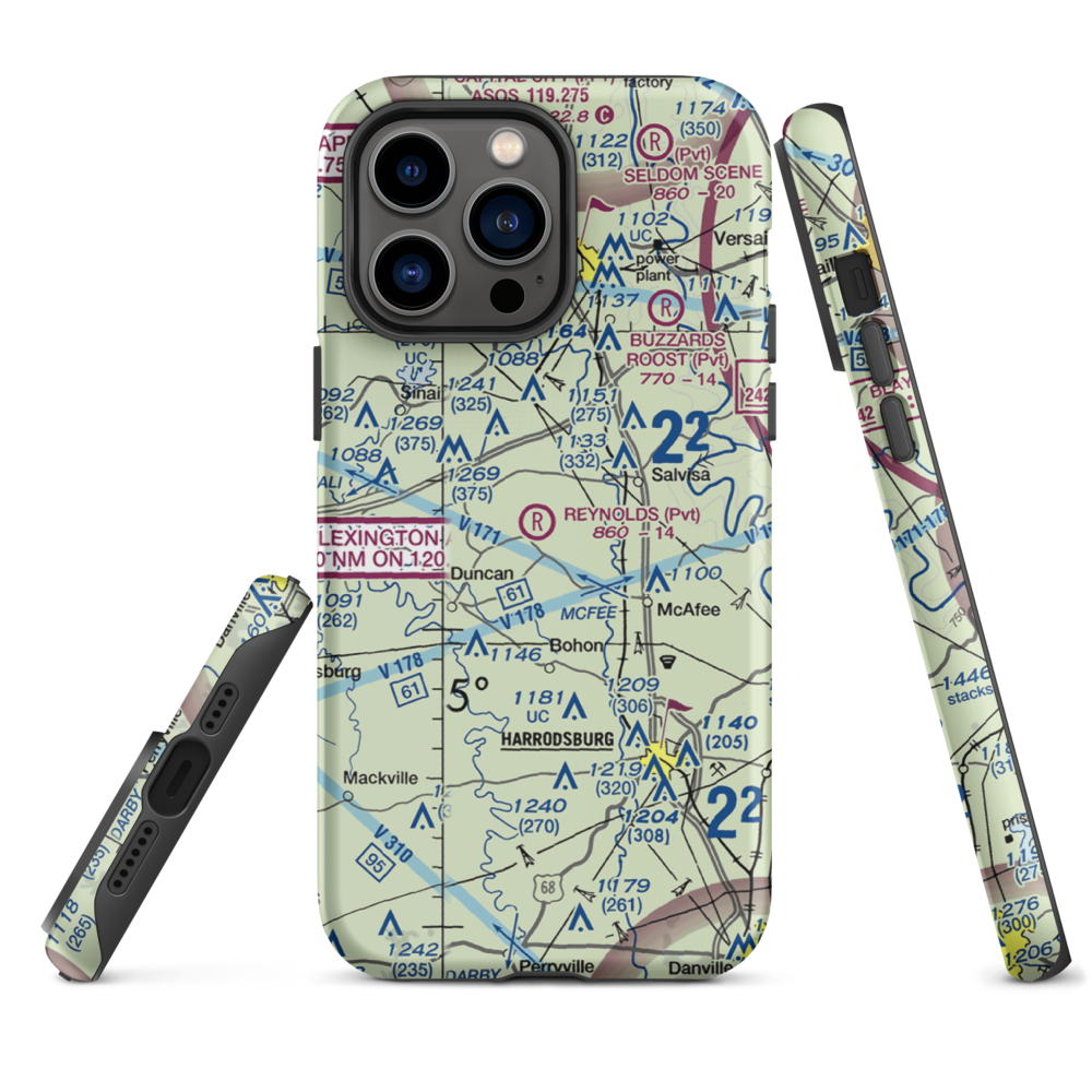 Harold Reynolds Airport (5KY8) VFR Sectional  Tough iPhone Case iPhone 14 Pro Max model shown
