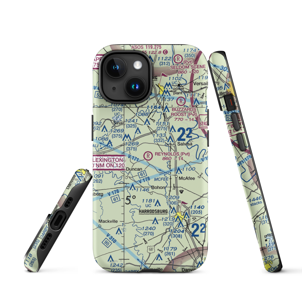 Harold Reynolds Airport (5KY8) VFR Sectional  Tough iPhone Case iPhone 15 model shown