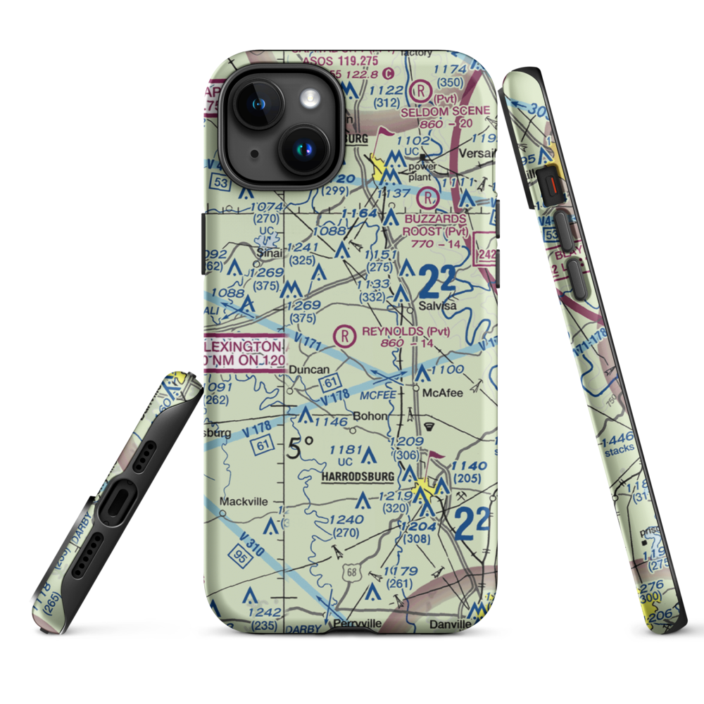 Harold Reynolds Airport (5KY8) VFR Sectional  Tough iPhone Case iPhone 15 Plus model shown