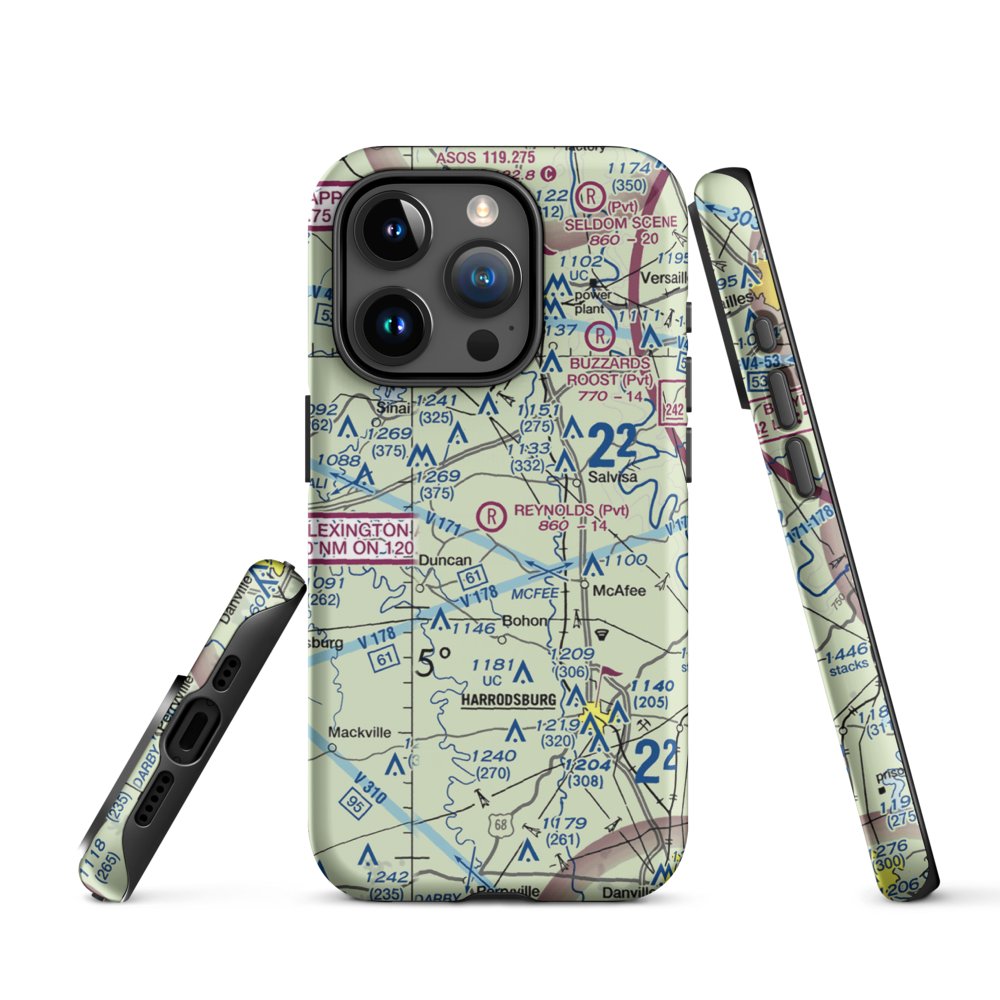 Harold Reynolds Airport (5KY8) VFR Sectional  Tough iPhone Case iPhone 15 Pro model shown