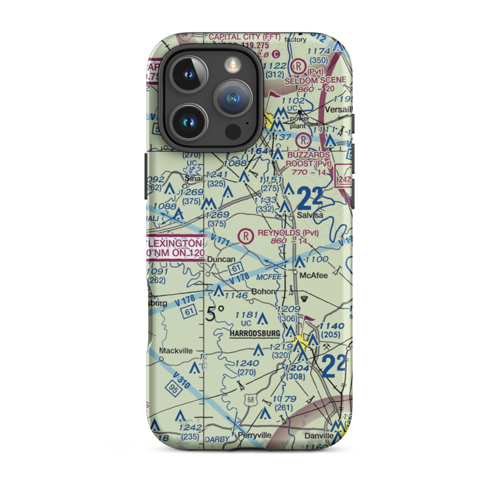 Harold Reynolds Airport (5KY8) VFR Sectional  Tough iPhone Case iPhone 16 Pro Max model shown