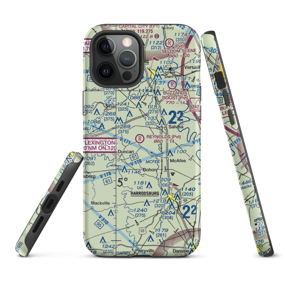 Harold Reynolds Airport (5KY8) VFR Sectional  Tough iPhone Case iPhone 12 Pro Max model shown